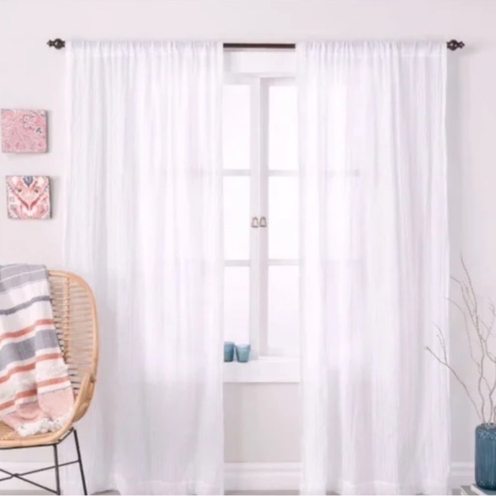 opalhouse crushed sheer curtain panel white 95"x52” (set of 4)